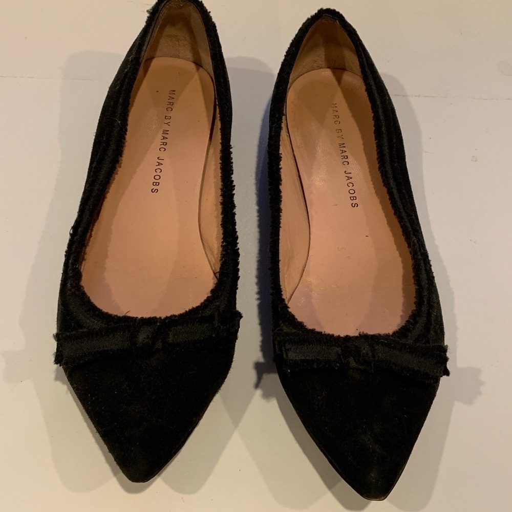Marc Jacobs black suede flats with bow